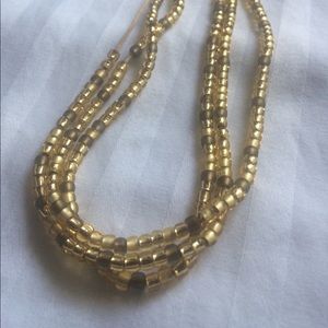 Hand Made Golden Beaded Triple Rope Necklace